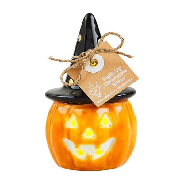 Sitter Light-Up Witch Jack-O-Lantern